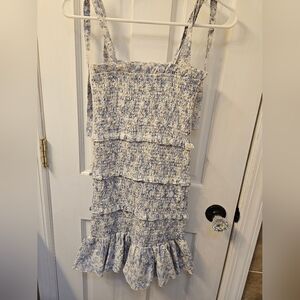 Katie J  kids size small stretch floral dress with adjustable straps and ruffles